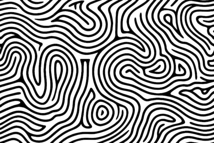 Free Vector black topographic contour lines map seamless pattern on white background