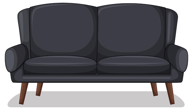 Free vector black two-seater sofa isolated on white background