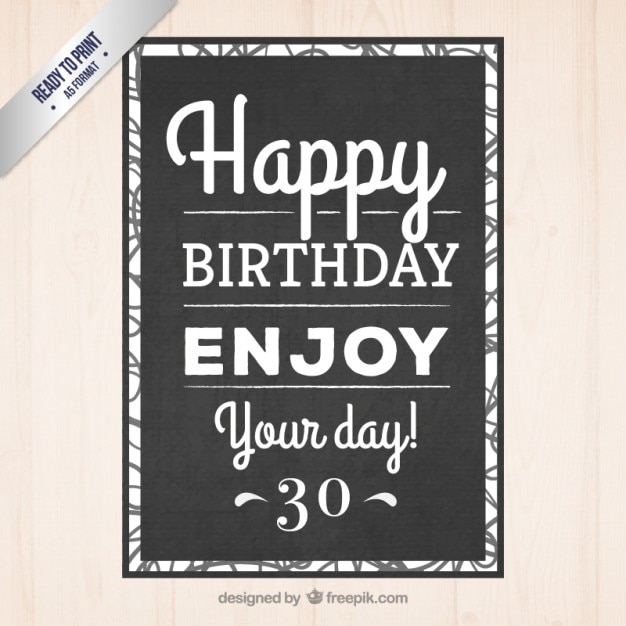 Free vector black typographic birthday invitation