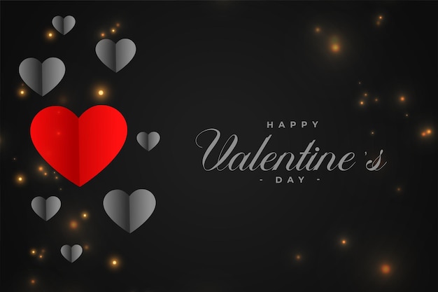 Free vector black valentines day card with red heart design