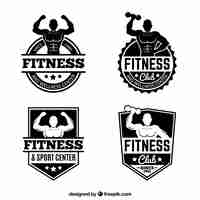 Free vector black vintage fitness label collection