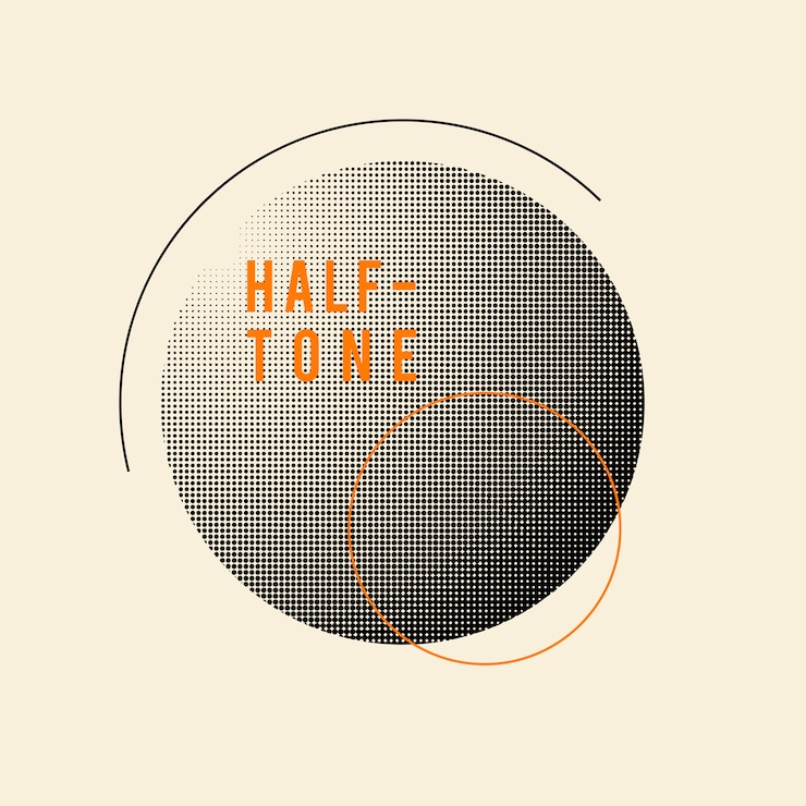 Free Vector black vintage halftone badge on beige background vector