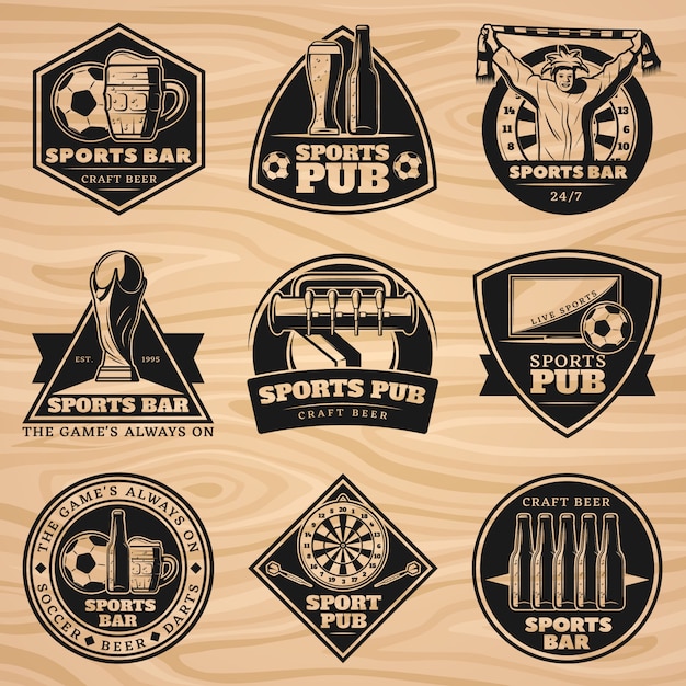 Free vector black vintage sport bar labels set