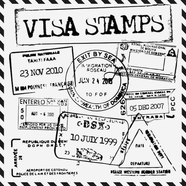 Black visa stamps