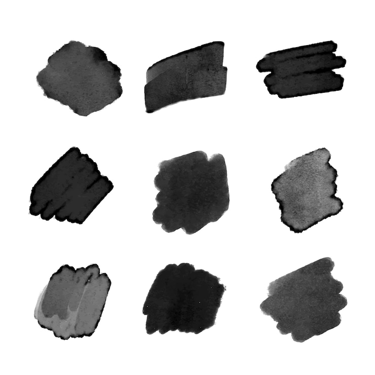Free Vector black watercolor brush stroke collection
