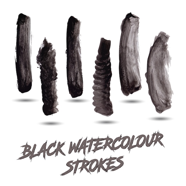 Free vector black watercolor strokes set