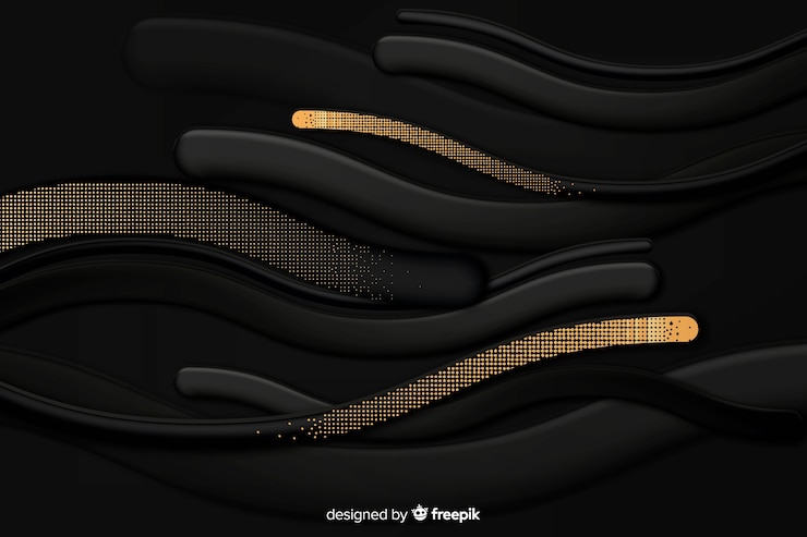 Free Vector black waves background with halftone effect