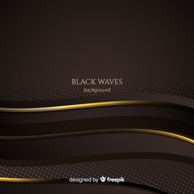 Black waves background with halftone effect