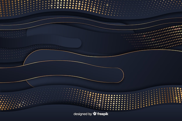 Free vector black waves background with halftone effect