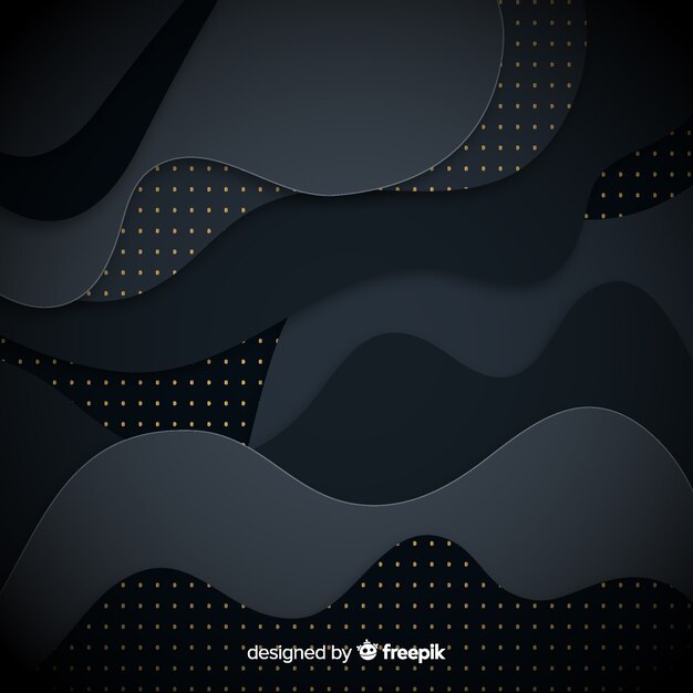 Black waves background with halftone effect