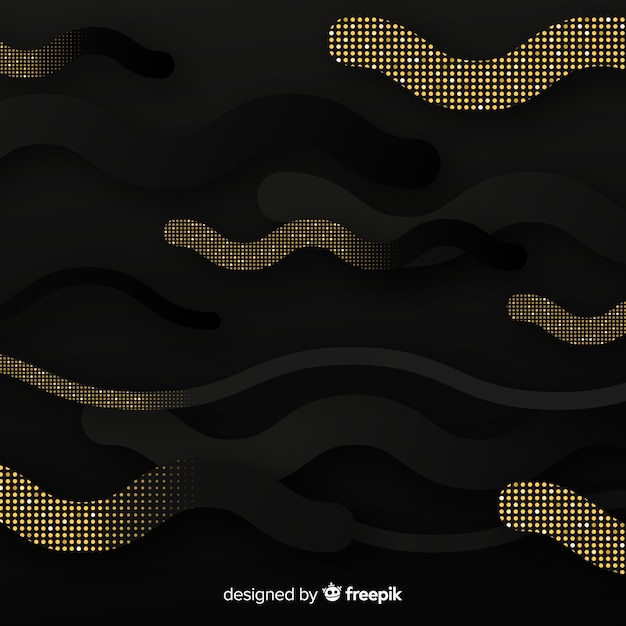 Black waves background with halftone effect