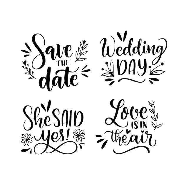 Black wedding lettering set