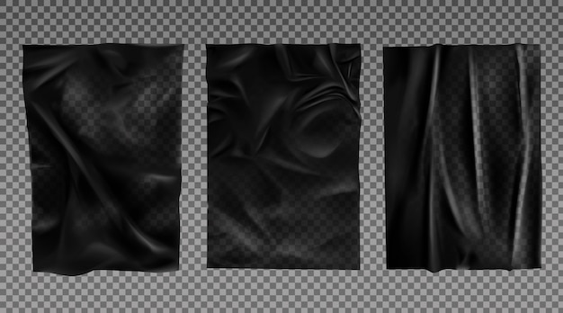 Black wet paper texture set