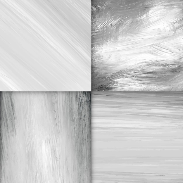 Black and white acrylic brush stroke textured background vector set