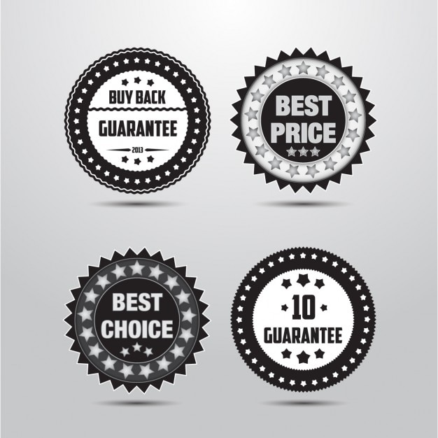 Free vector black and white badges design