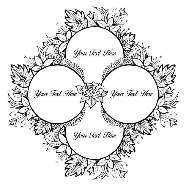 Black and White Beautiful Hand Drawn Floral Frame