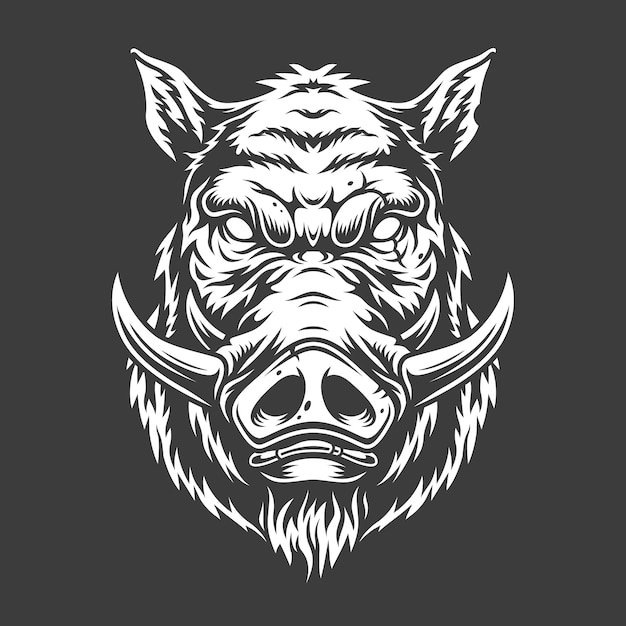 Free vector black and white boar head