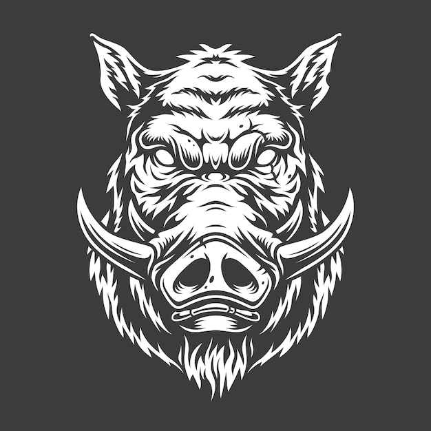 Black and white boar head
