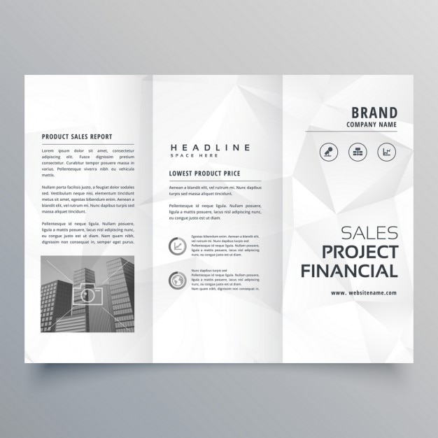 Free vector black and white brochure with polygonal shapes
