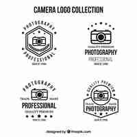 Free vector black and white camera logo collection