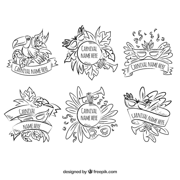 Free vector black and white carnival label collection