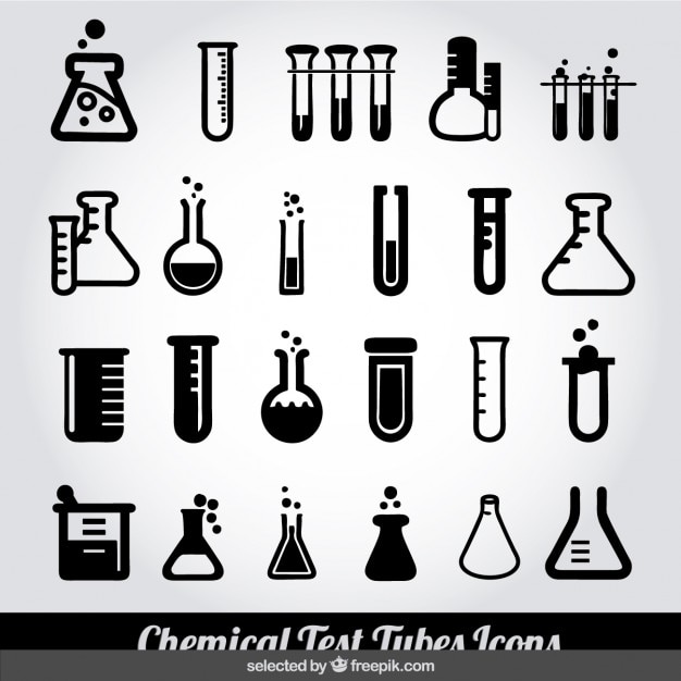 Free vector black and white chemical test tubes icons