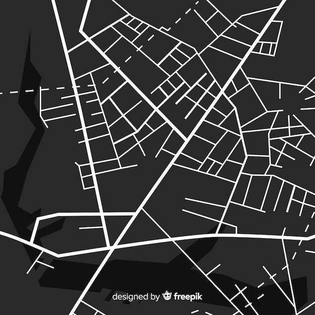 Black And White City Map With Route
