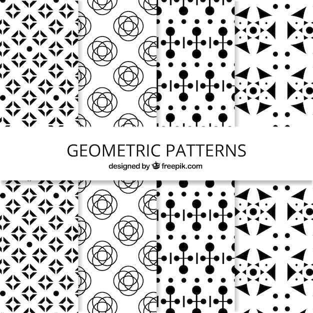 Free vector black and white collection of geometric patterns