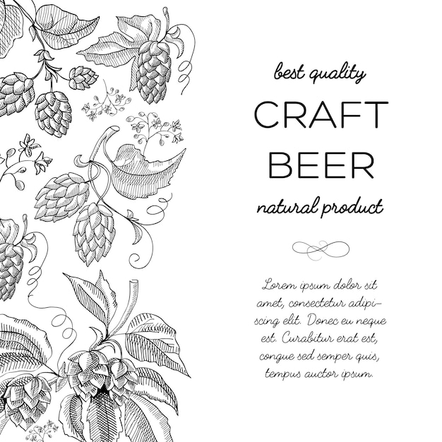 Black and white colored with hop cartoons with berries, foliage and many decorative squiggles