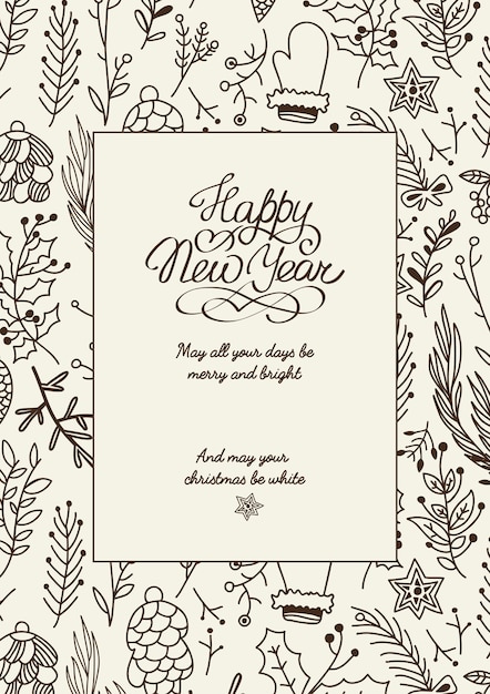 Black and white creative happy new year card