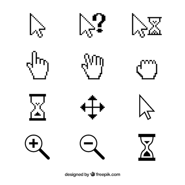 Free vector black and white cursor collection