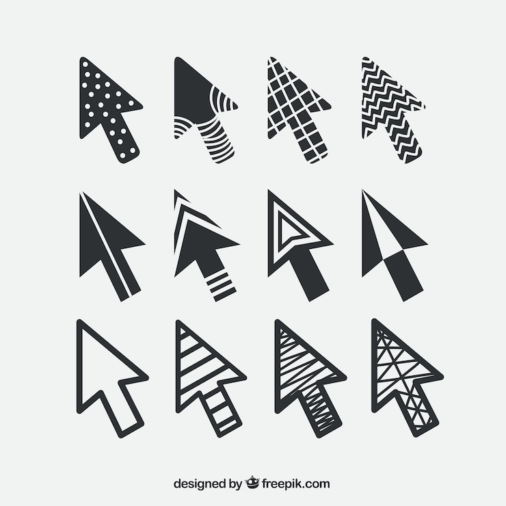 Free Vector black and white cursor pack