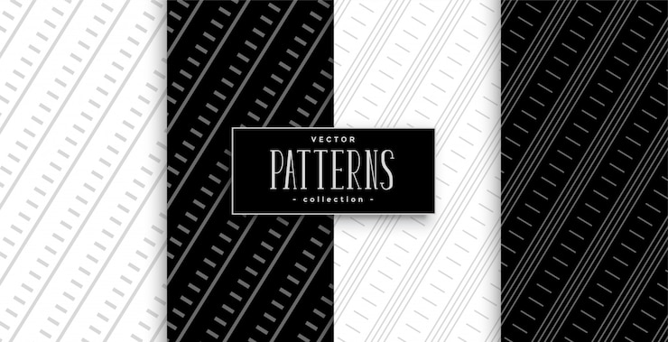 Free Vector black and white diagonal lines geometric pattern set