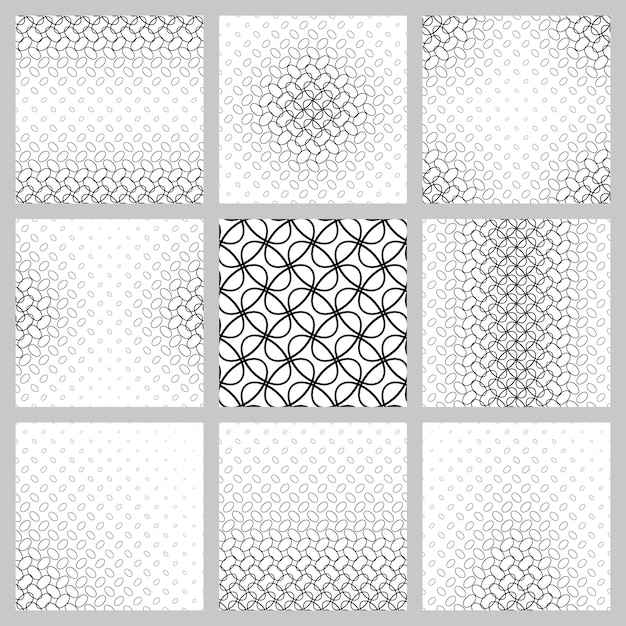 Free vector black and white ellipse grid pattern set