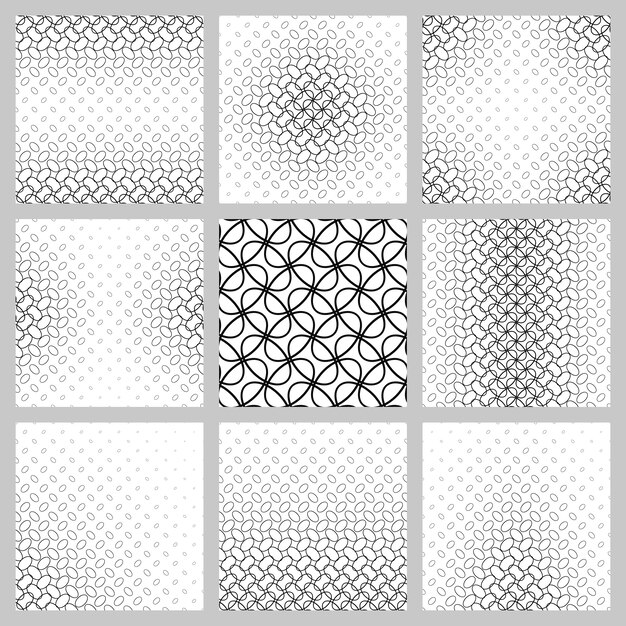 black and white ellipse grid pattern set