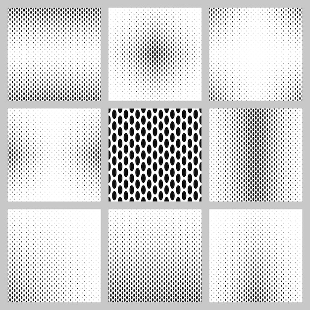 Black and white ellipse pattern background set