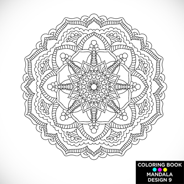 Black and white ethnic mandala for coloring book