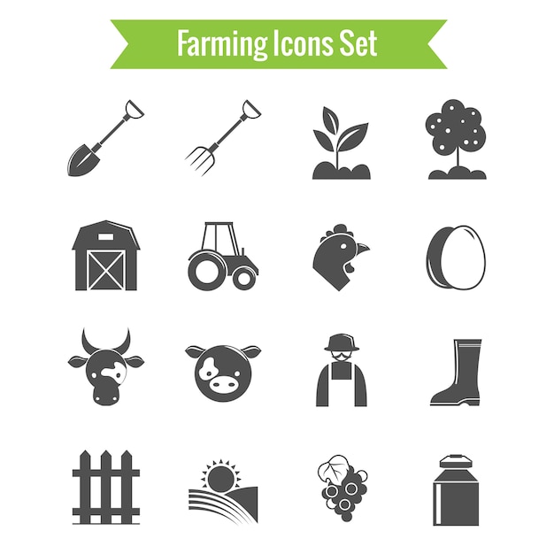 Black And White Farm Icons