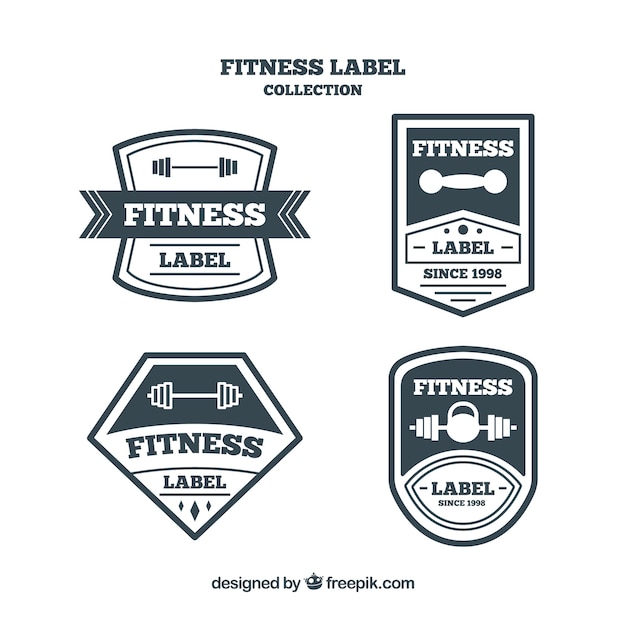 Free vector black and white fitness badge pack