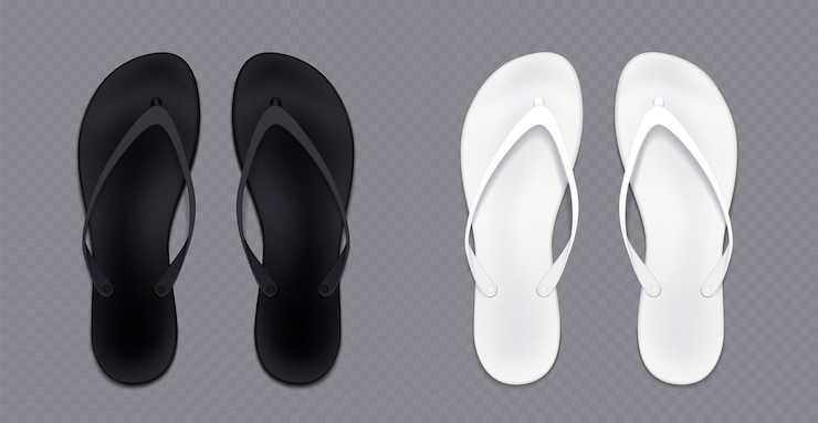 Free Vector black and white flip flops mockup set
