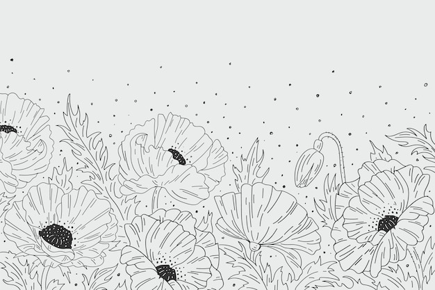 Free vector black and white floral background