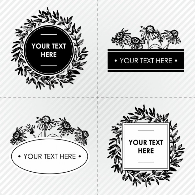 Free vector black and white floral frames