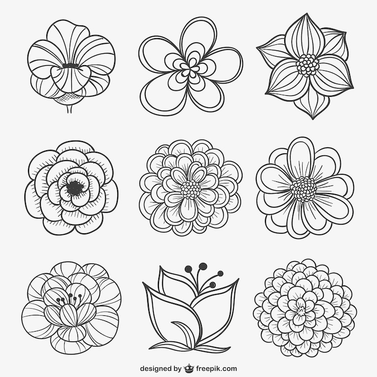 Free Vector black and white flowers