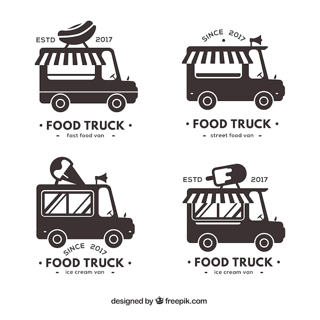 Black and white food truck collection