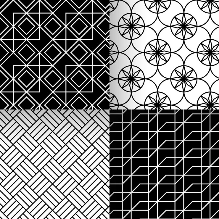 Free Vector black and white geometric pattern collection