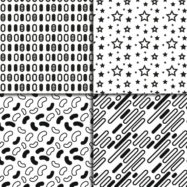 Vettore gratuito in bianco e nero forme geometriche pattern background collection