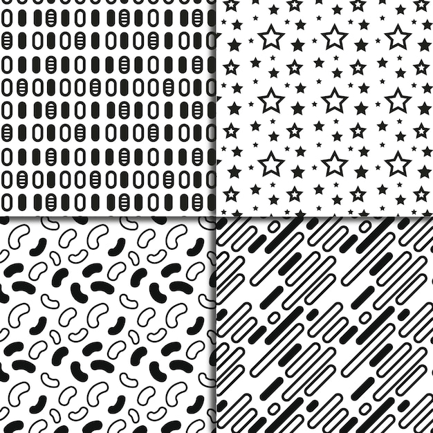 흑인과 백인 기하학적 도형 패턴 배경 모음