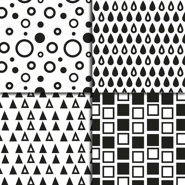 Free vector black and white geometrical shapes pattern background collection