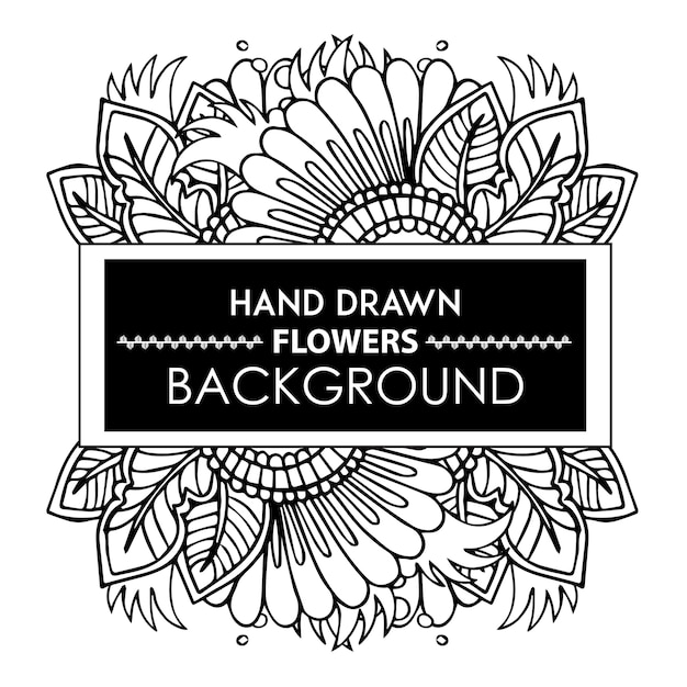 Black and White Hand Drawn Floral Frame