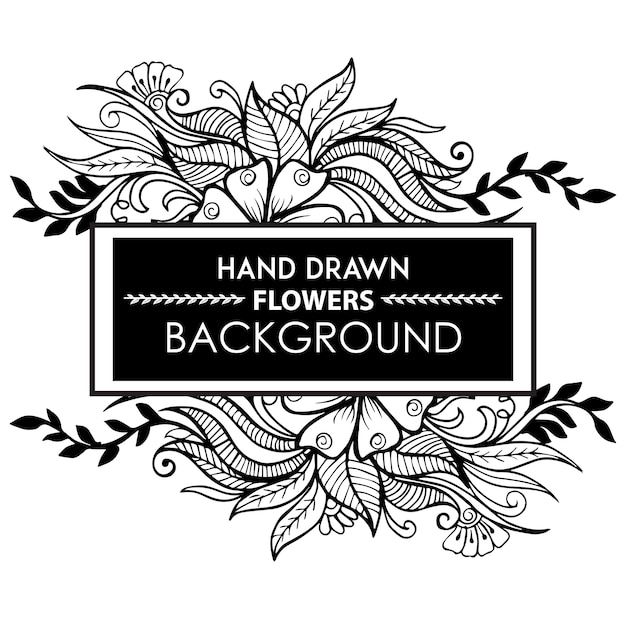 Free vector black and white hand drawn floral frame